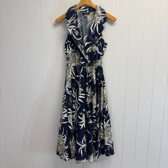 Vintage Women's PK's Kloset Tropical 80s Collared Sundress Floral Summer Preppy - Picture 1 of 8